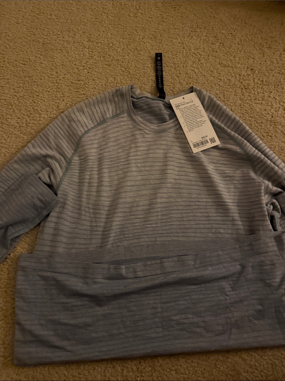 lululemon athletica Men's Light Gray Striped Long-Sleeve Shirt